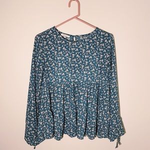 Floral peasant peplum blouse
